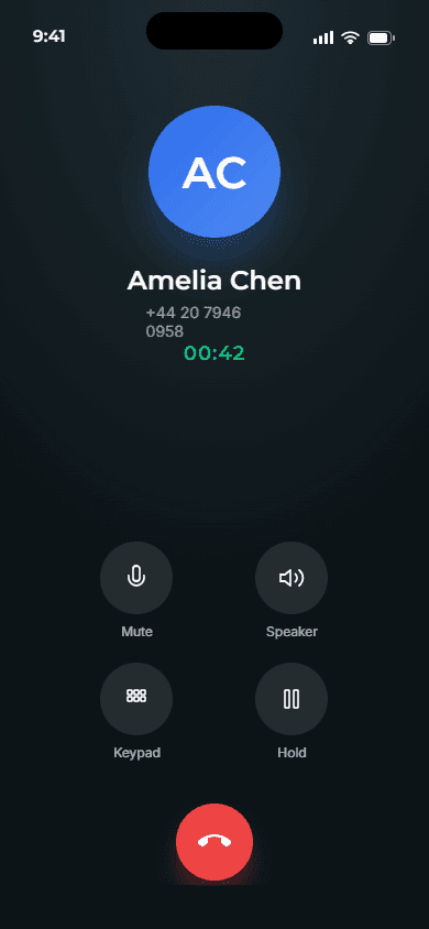 Active call in Talk and Text Hub