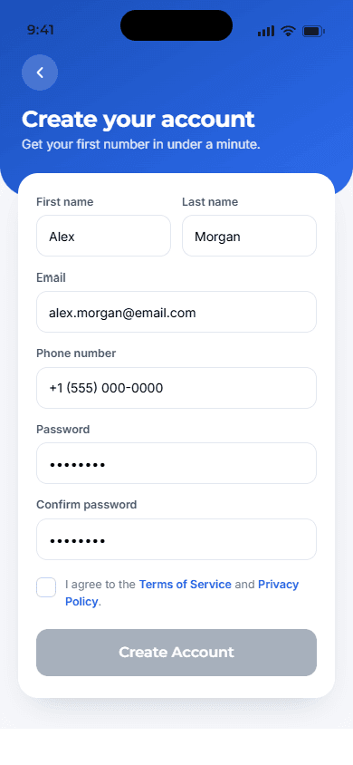 Create your Talk and Text Hub account